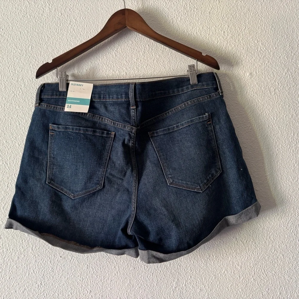 Old Navy Cuffed Denim Boyfriend Shorts 3 Inseam Plus 14 Effortless Classic NEW